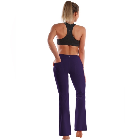 Back Pockets Bootcut Leggings darkpurple - Picture 2 of 6
